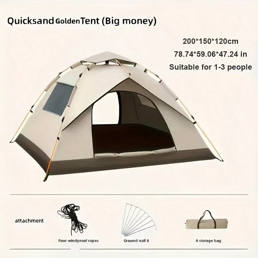 Automatic Quick-Setup Camping Tent, Suitable for 1-3/3-4 Person Tent, All Seasons