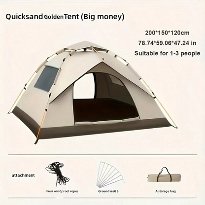 Automatic Quick-Setup Camping Tent, Suitable for 1-3/3-4 Person Tent, All Seasons