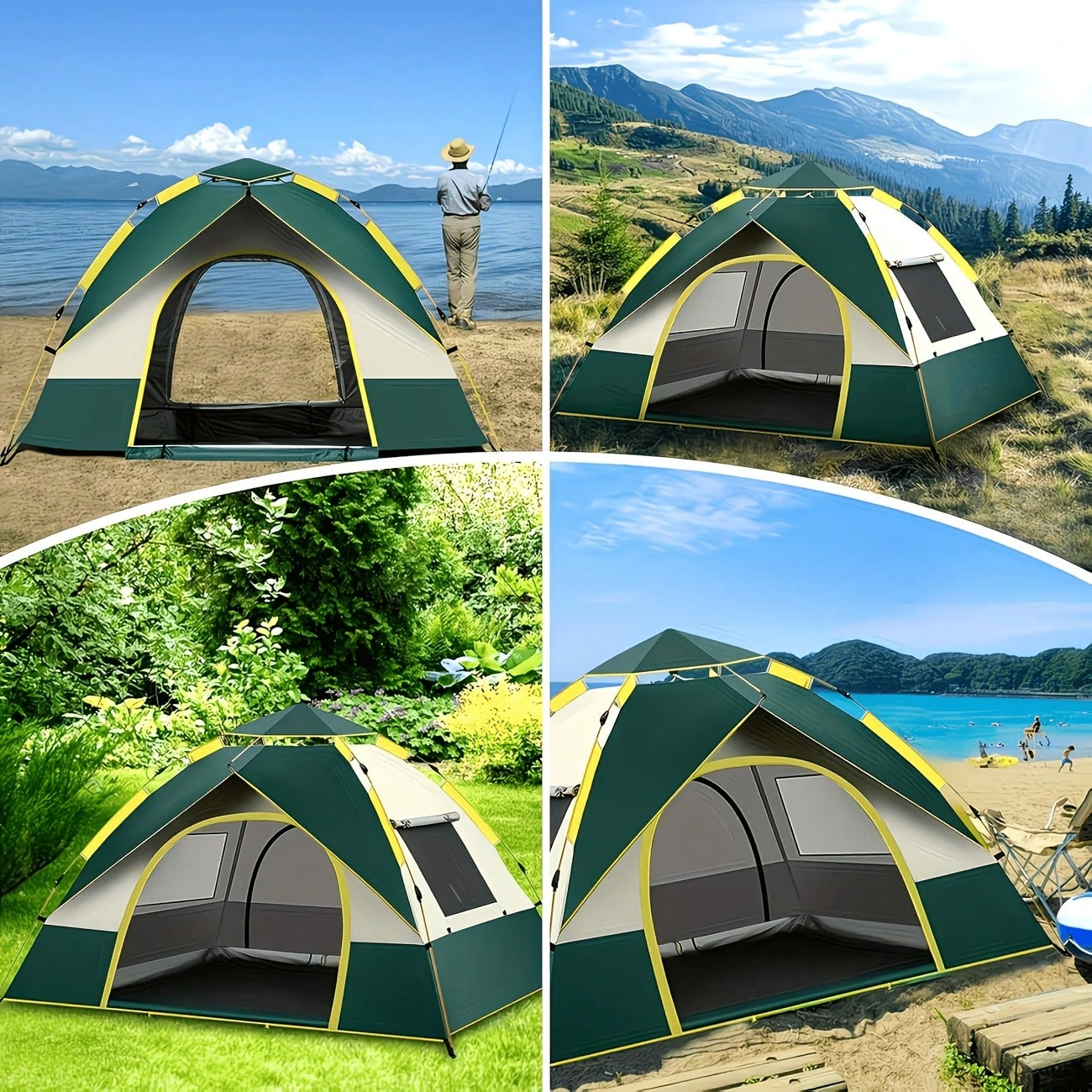 Automatic Quick-Setup Camping Tent, Suitable for 1-3/3-4 Person Tent, All Seasons