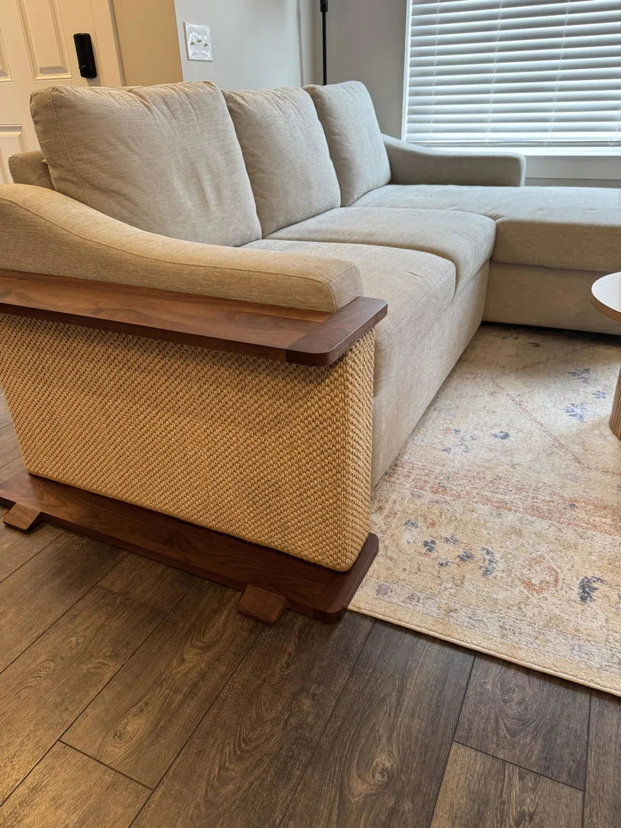 Customer Cat-e-Corner fitted beside a cream sofa