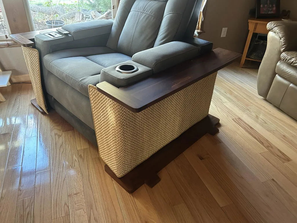 Customer Cat-e-Corner used as a side table with a cup on top