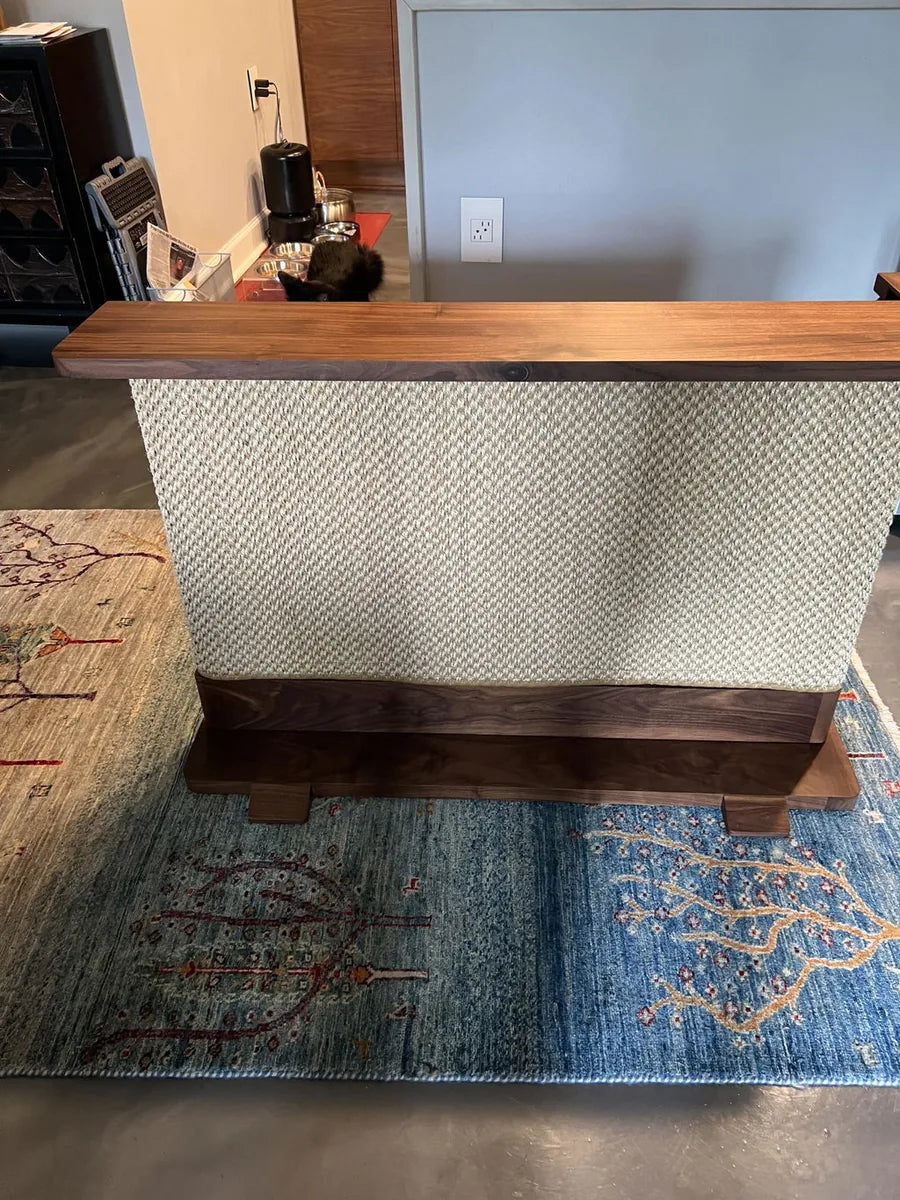 Customer walnut Cat-e-Corner in a living room