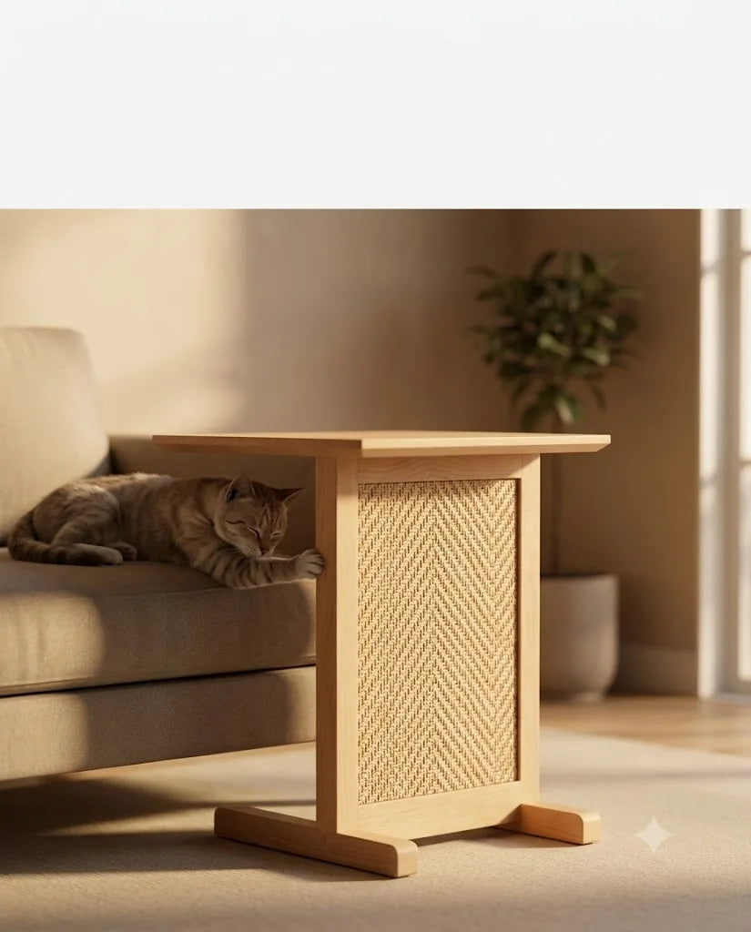 Cat-e-Corner styled as a calm sofa-side table